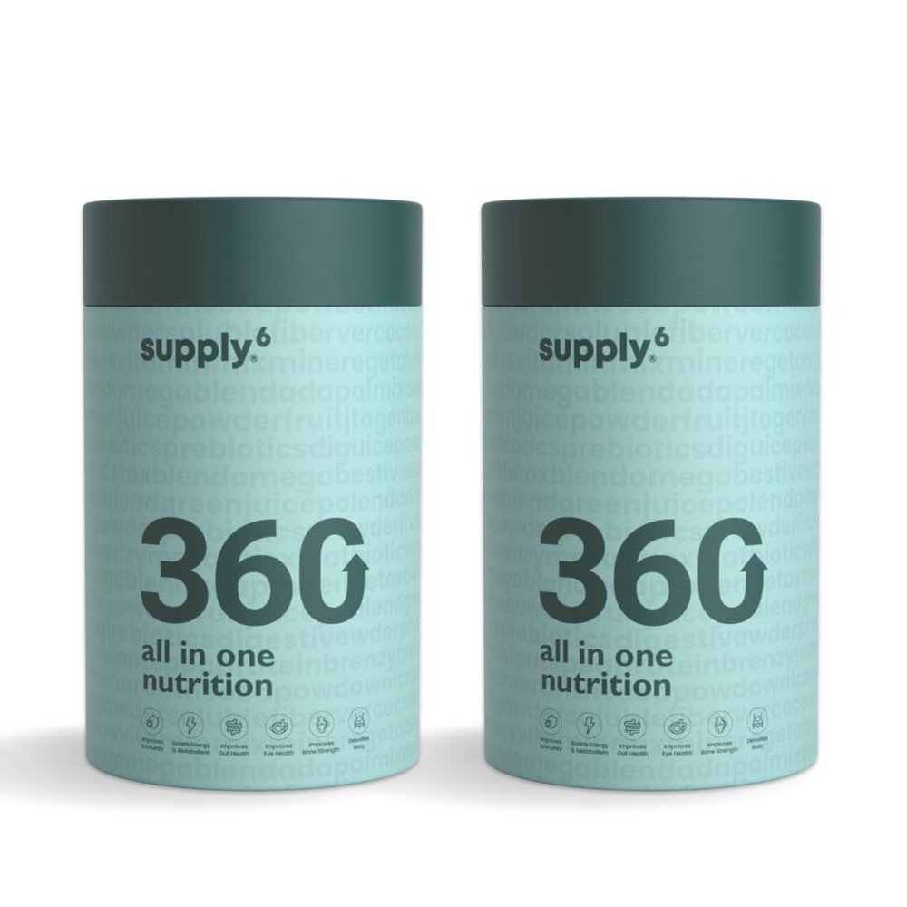 Supply6 360 Ultimate Health Powder for Women & Men | Daily Supplement with 63+Vitamins, Minerals, Probiotics, and Superfoods | Daily Greens | Gut Health supplements, Energy, Immunity (30 Servings)