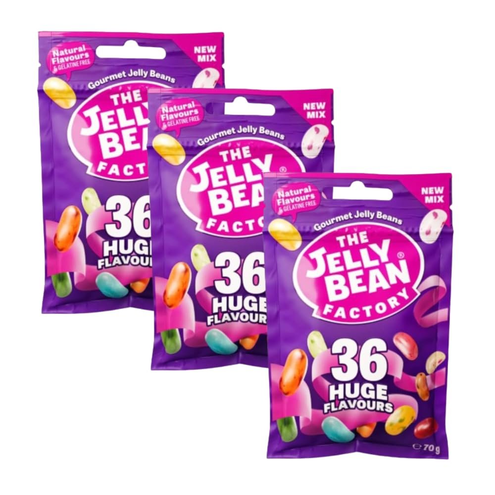 The Jelly Bean Factory Mix Flavour Candy Pack | Assorted Natural Jelly Candy | Ireland |100% Veg | Gelatine Free | Natural Colour | No Preservatives | 36 Mix 70gm (Pack of 3)