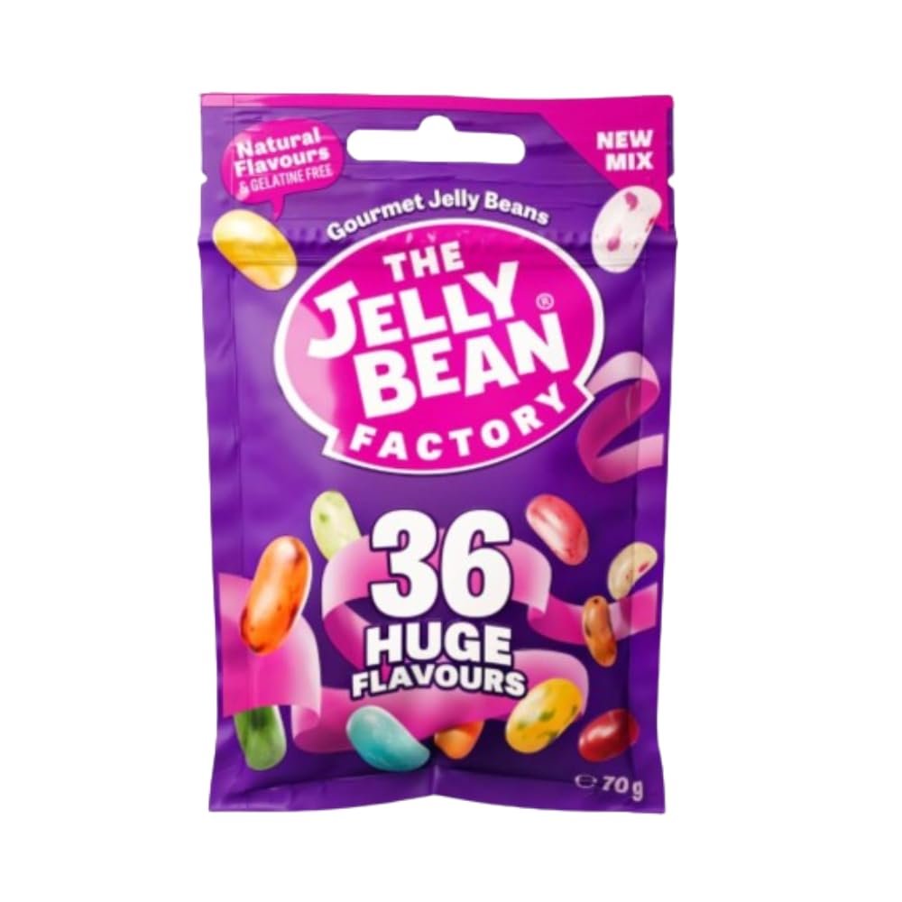The Jelly Bean Factory Mix Flavour Candy Pack | Assorted Natural Jelly Candy | Ireland |100% Veg | Gelatine Free | Natural Colour | No Preservatives | 36 Mix 70gm (Pack of 12)