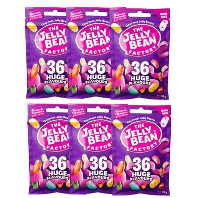 The Jelly Bean Factory Mix Flavour Candy Pack | Assorted Natural Jelly Candy | Ireland |100% Veg | Gelatine Free | Natural Colour | No Preservatives | 36 Mix 70gm (Pack of 6)