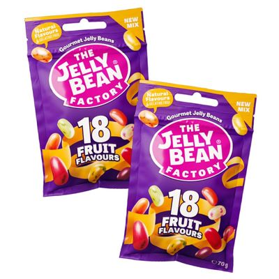 The Jelly Bean Factory Mix Flavour Candy Pack | Assorted Natural Jelly Candy | Ireland |100% Veg | Gelatine Free | Natural Colour | No Preservatives 18Mix 70gm - (Pack of 2)