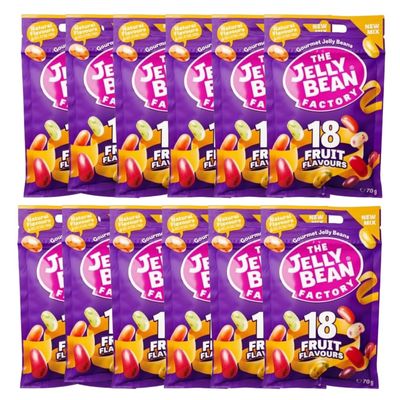 The Jelly Bean Factory Mix Flavour Candy Pack | Assorted Natural Jelly Candy | Ireland |100% Veg | Gelatine Free | Natural Colour | No Preservatives |18 Mix 70g (Pack of 12)