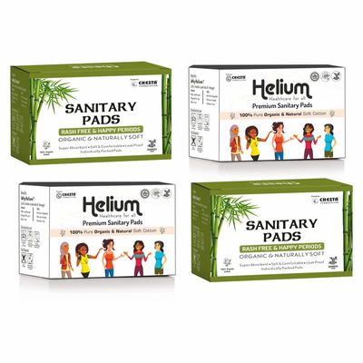 CHESTA FORMULATION New Premium Helium Organic Soft Cotton Pad XL-46 Pads + XXL-40 Pads Bamboo Fibre Sanitary Pads 4 Box Pack| Regular & Heavy Flow Pads Pure Cotton 100% Rash-Free-Periods