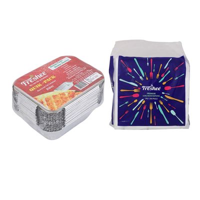 Freshee 250ml 25pcs Aluminium Foil Containers with Luncheon 1 Ply Tissue Paper Napkin 100 pulls