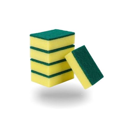Bright Metal Scrubber Spong Pad Green Pad Kitchen Utensil Scrub Kitchen Cleaner Foam Pad Yellow Foam PAd (Pack of 6)