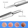 3PCS Blackhead Remover Tweezers and 1PC Ingrown Hair Tweezers, Precision Blackhead Pimple Extractor for Pimple Whitehead Ance, Curved Tip Lash Tweezers for Eyelash Extension view 3