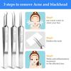 3PCS Blackhead Remover Tweezers and 1PC Ingrown Hair Tweezers, Precision Blackhead Pimple Extractor for Pimple Whitehead Ance, Curved Tip Lash Tweezers for Eyelash Extension view 4