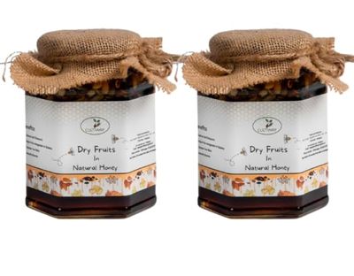 CULTIWAY ORGANICS Organic Honey with Mix Dry Fruits & Seeds, Honey with Mixed Nuts, 100% Pure, Best & Healthy, No added Sugar, Original, Summer season, 500gm Each (500g X 2), 1KG Combo | Glass Jar