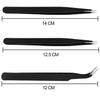 ERZA Tweezers for Ingrown Hair Removal, Surgical Grade Medical Tweezers with Sharp Needle Nose Point Tips Ideal Pointed Tweezers for Splinters & Tick Removal, Black, Design 0, 00, 7, Pack of 3 view 3
