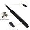 ERZA Tweezers for Ingrown Hair Removal Pack of 5 | Surgical Grade Stainless Steel Pointed Tweezers with Sharp Needle Nose Tips for Splinter Tick Eyebrow Facial Hair Grooming Black Design 0 00 3C 5 7 view 2