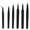 ERZA Tweezers for Ingrown Hair Removal, Surgical Grade Medical with Sharp Needle Nose Point Tips Ideal Pointed Tweezers for Splinters & Tick Removal, Black, Pack of 6 view 1