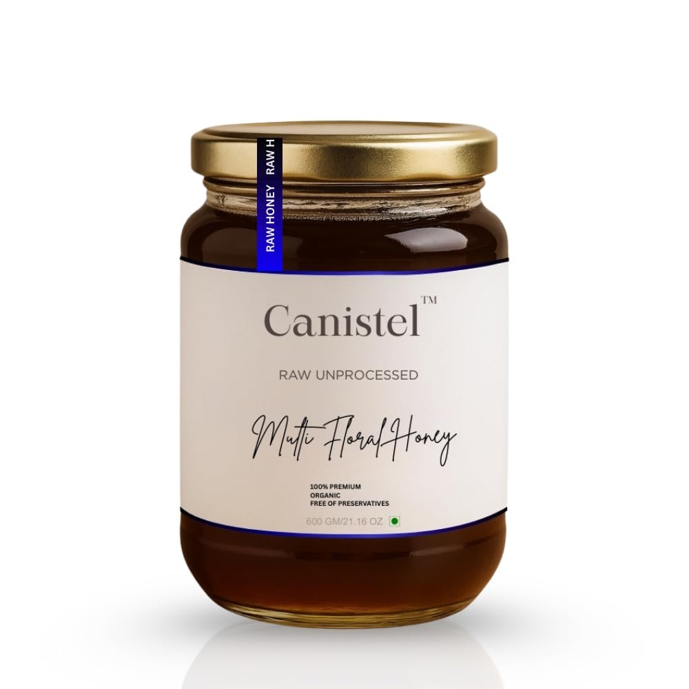Canistel Unprocessed Multi Floral Honey | NMR Tested | Raw Natural, Premium, Unpasteurized & Unadulterated | Helps in Digestion, Cough & Sore Throat | No Added Sugar or Preservatives |600gm(Glass Jar)