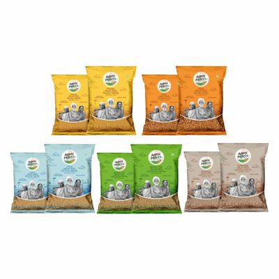 Adithi Millets 5Kg Whole Grains Combo Pack of 5 (500g x 10) Browntop, Foxtail, Kodo, Little & Barnyard Millet | Naturally Gluten Free, Unpolished, Protein & High Fiber Rich Grains for Healthy Living