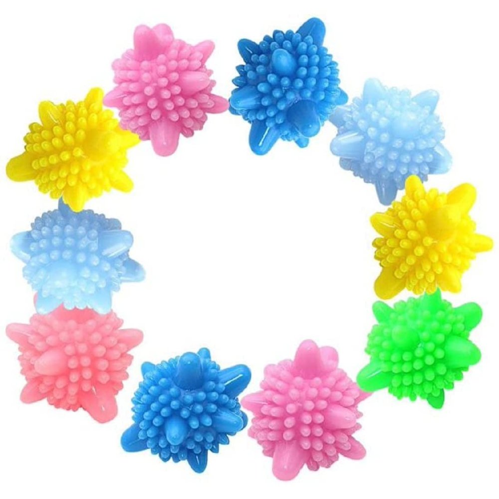 KUMUSHRI Silicone Laundry Scrubbing Balls, Laundry Dryer Balls, Eco Friendly Solid Colourful Machine-Washing Ball, Reusable Tangle Free Clothes Cleaning Ball, Washing Machine Clothes Softener (14 Pcs)