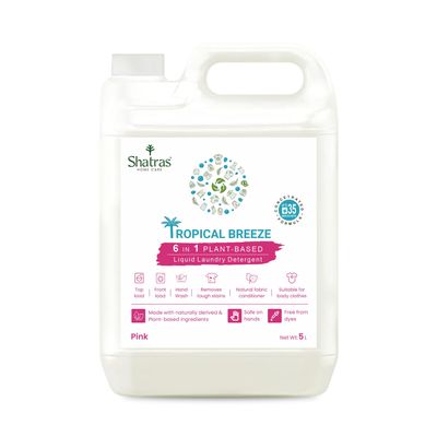 Shatras Pink Lily Liquid Detergent 5 Liter, Laundry Liquid for Fabric Care, Suitable for Top-Load and Front Load Machine and Hand Wash, Concentrated Laundry Detergent