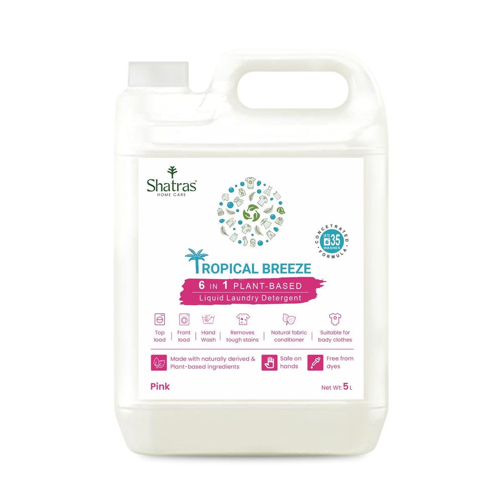 Shatras Pink Lily Liquid Detergent 5 Liter, Laundry Liquid for Fabric Care, Suitable for Top-Load and Front Load Machine and Hand Wash, Concentrated Laundry Detergent