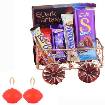 SFU E Com Royal Silk With Choco Fills | Diwali Chocolate Gift | Premium Diwali Chocolate Hamper With 2 Pieces Candle | 1368