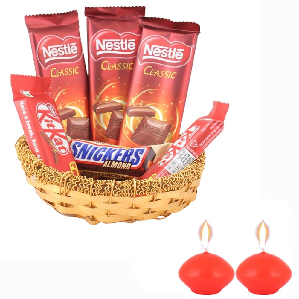 SFU E Com Golden Katori With Fullly Loaded Classy Chocolate| Diwali Chocolate Gift | Premium Diwali Chocolate Hamper With 2 Pieces Candle | 1189