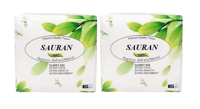Pack of 2 (2 PLY) Soft Paper Napkins (100 Napkins Each) White Paper (NP11)