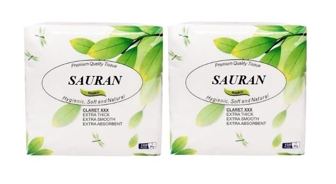 Pack of 2 (2 PLY) Soft Paper Napkins (100 Napkins Each) White Paper (NP11)
