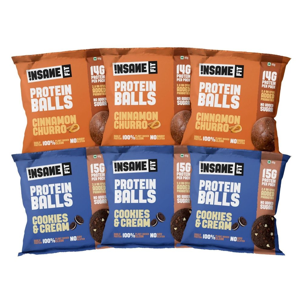 Insane Fit - Protein Balls BROWNIE POINTS COMBO (6 x 60G) | 15G Daily Protein for Fitness, Gym, Workout, Travel, Office | Sugarfree, All Natural, Vegan, Healthy Snack for Active Lifestyle