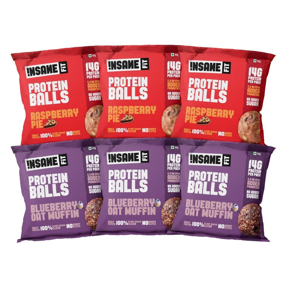 Insane Fit - Protein Balls THE BERRY BEST COMBO (6 x 60G) | 15G Daily Protein for Fitness, Gym, Workout, Travel, Office | Sugarfree, All Natural, Vegan, Healthy Snack for Active Lifestyle