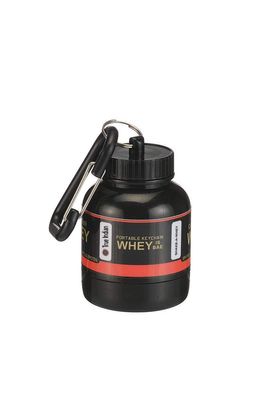 Protein Powder and Supplement Funnel Keychain, Portable to-Go Container for The Gym, Workouts, Fitness (BLACK)
