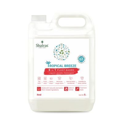 Shatras Liquid Detergent 5 Liter, Laundry Liquid for Fabric Care, Suitable for Top-Load and Front Load Machine and Hand Wash, Concentrated Laundry Detergent