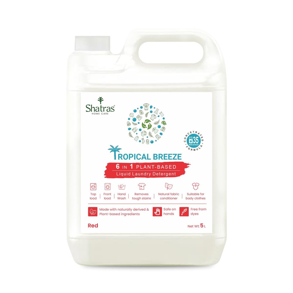 Shatras Liquid Detergent 5 Liter, Laundry Liquid for Fabric Care, Suitable for Top-Load and Front Load Machine and Hand Wash, Concentrated Laundry Detergent