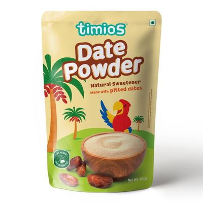 Timios Date Powder, Used as Natural Sweetener, Filled with Essential Vitamins and Minerals, Rich in Fiber, for Kids, Expecting Mothers and Adults, Pack of 1, 100g