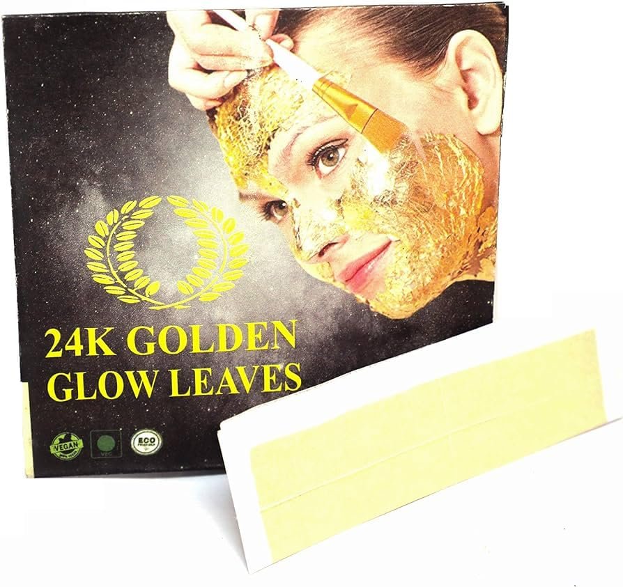 24K Genuine Edible Gold Leaf - Real Gold Leaf - Big Size 15cm x 10cm - Big 20 Sheets - Original Gold Leaf Sheets for | Art | Food | Craft | Decoration | Beauty - Real & Pure Edible Gold