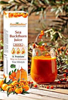 Ramoshdhee Sea Buckthorn Juice, Himalayan Berry, Enrich With Omega 3,6,9 & 7 Rich in Vitamin C, No Added Sugar 1Ltr