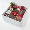 Angroos Festive Treats and Delights with Red Wi-NE, Santa Candle Holder, Christmas Cake, Chocolate Delights, and More in a Cozy Holi-Day Gift Box | Christmas gift hampers | christmas gift box view 1