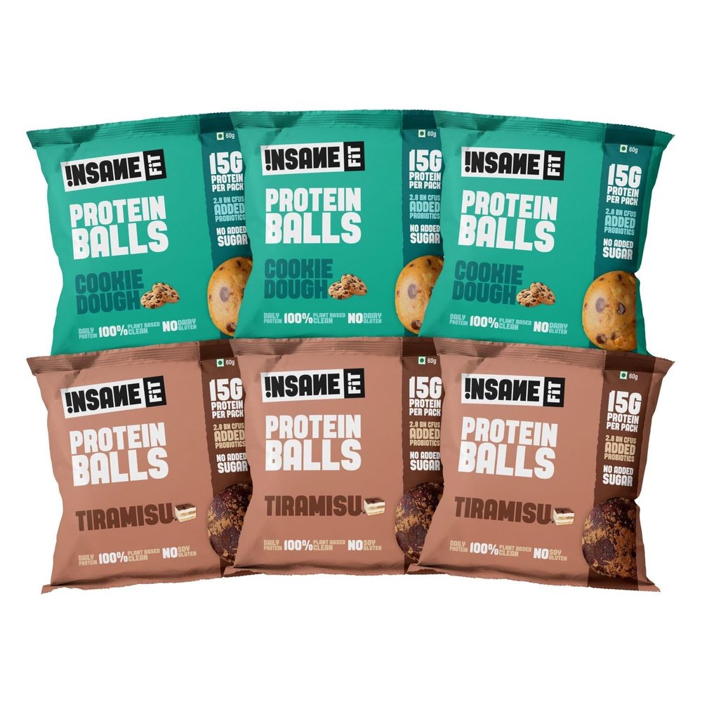 Insane Fit - Protein Balls PIECE OF CAKE COMBO (6 x 60G) | 15G Daily Protein for Fitness, Gym, Workout, Travel, Office | Sugarfree, All Natural, Healthy Snack for Active Lifestyle
