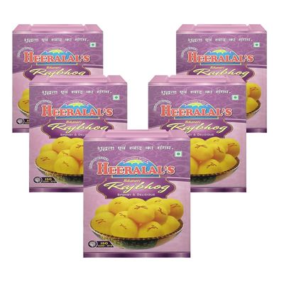 Heeralal's Bikaneri Rajbhog | 5Kg (1Kg x 5) | Ready-To-Serve Indian Royal Mithai Snack | 10 Pieces Per Can | Vegetarian