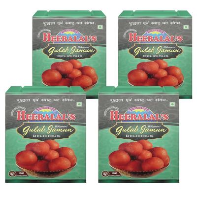 Heeralal's | Bikaneri Gulab Jamun | Mouth-Watering Ready-To-Eat Indian Mithai | 4Kg (1Kg x 4) Net Weight | 14 Pieces Per Can | Vegetarian | Zero Preservative