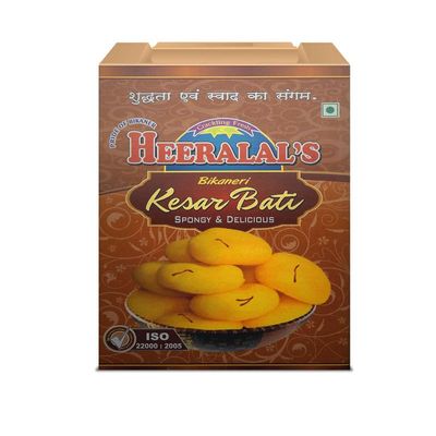Heeralal's Bikaneri Kesar Bati | 1Kg | Rajasthani Mithai | 20 Piece Per Tin Packing | Festival Gift Pack