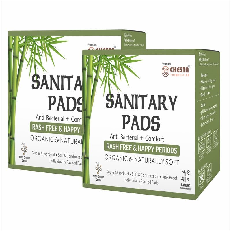 Chesta Formulation New Anti Bacterial Bamboo Fiber Sanitary Pads (Pack Of 2 * 20= 40 Pads) [XL-20Pads + XXXL-20 Pads] 2 Box Rash-Free-Periods High Absorbent Extra Long