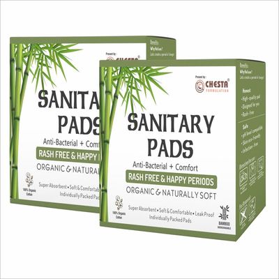 Chesta Formulation New Anti Bacterial Bamboo Fiber Sanitary Pads (Pack Of 2 * 20= 40 Pads) [L-20Pads + XXXL-20 Pads] 2 Box Rash-Free-Periods High Absorbent Extra Long