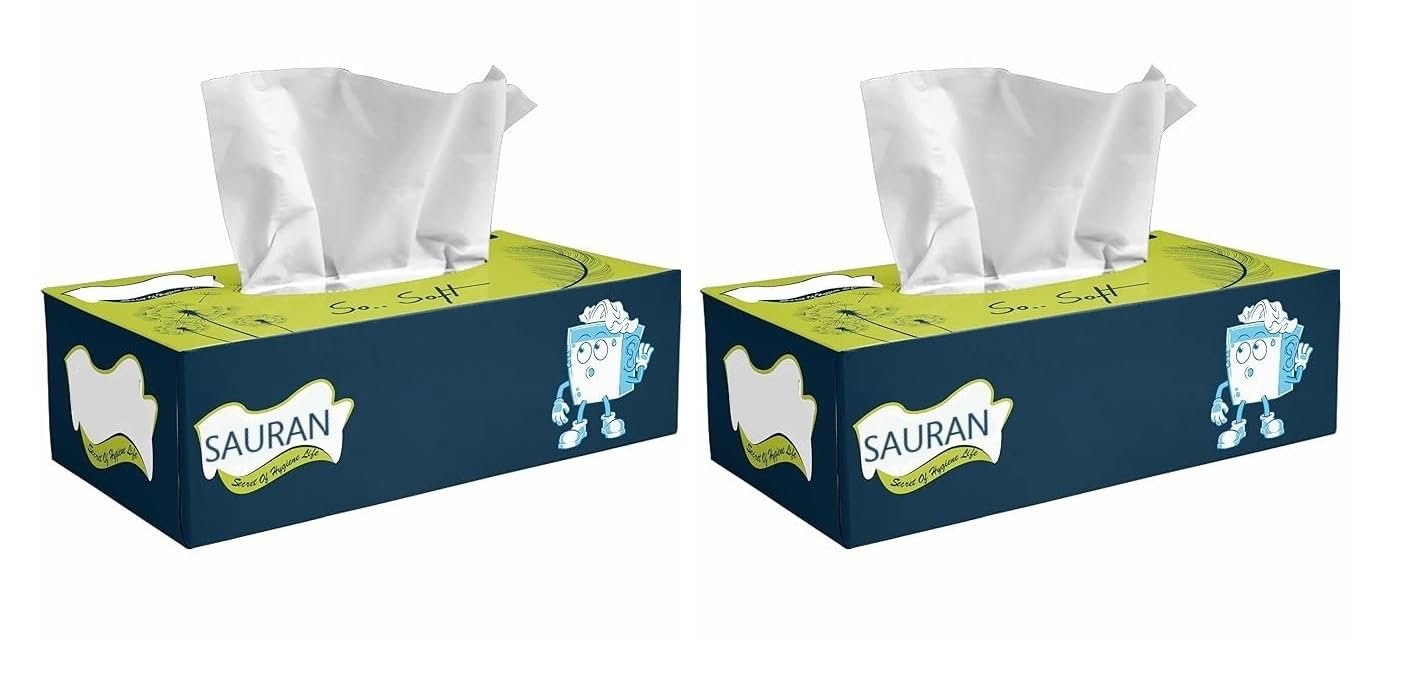 Pack of 2(2 Ply) Facial Tissue Box | Car Tissue - (100 Pulls per Box)(CN4)