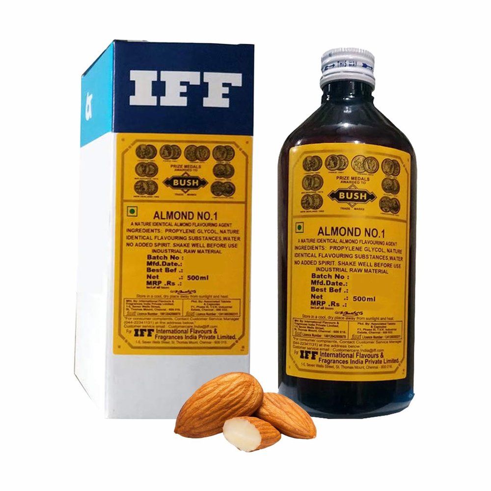 IFF Almond No.1 Food Flavour/Essence  500ml | Premium Flavoring for Cakes, Ice Creams, Chocolates, Sweets, Cookies, Milkshakes & Desserts