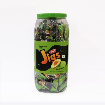 Dukes Jigs Kacchaa Aam Flavored with Tangy Salt & Spices Center Filled Candy 703g Jar (175 Units + 10 Units Free)