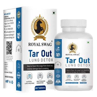 Royal Swag Tar Out Lung Cleanse and Detox Tablets (60 Pcs Pack) Natural Respiratory Support Supplement for Smokers And Non-Smokers Support Lung Health and Detoxification