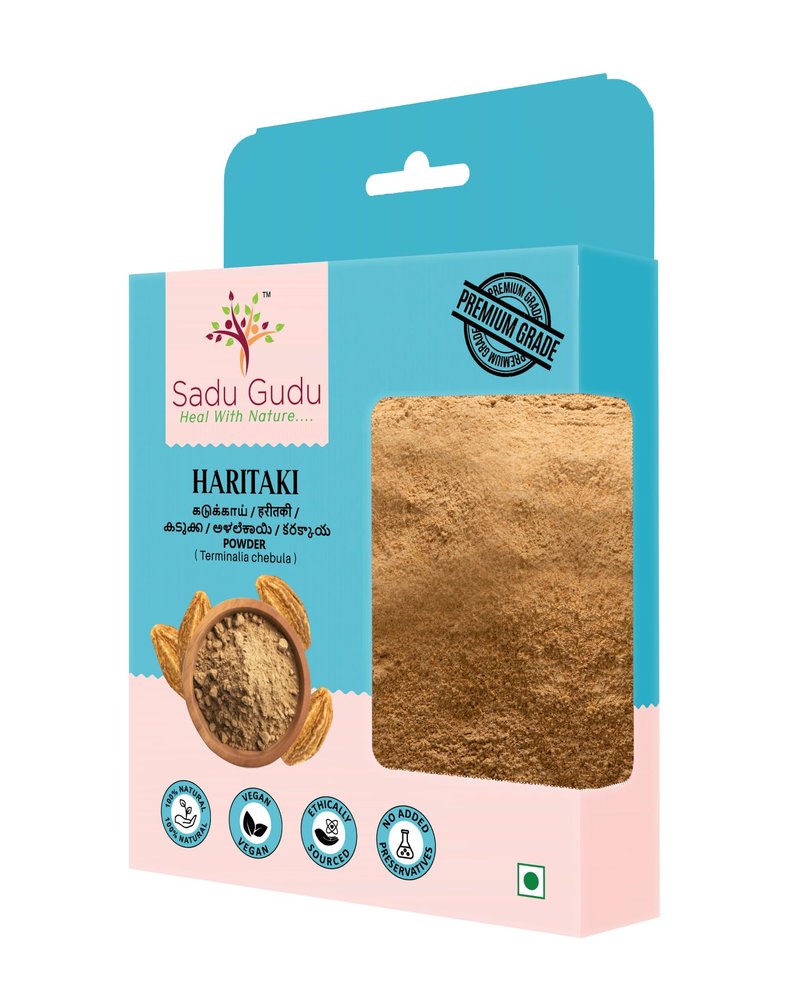 SADU GUDU Haritaki Powder | Kadukkai | Inkut | Karakkaya | Terminalia chebula | Harad | Ayurvedic Digestive Cleanser & Detoxifier | 100% Natural | No Preservatives | 100g