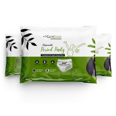 Caredone Overnight Period Panties (S-XL size) for heavy flow period protection | with 360 degree anti-leakage design |No Leakage | Sanitary Pants for Regular Flow & Heavy Flow (XL, 7)