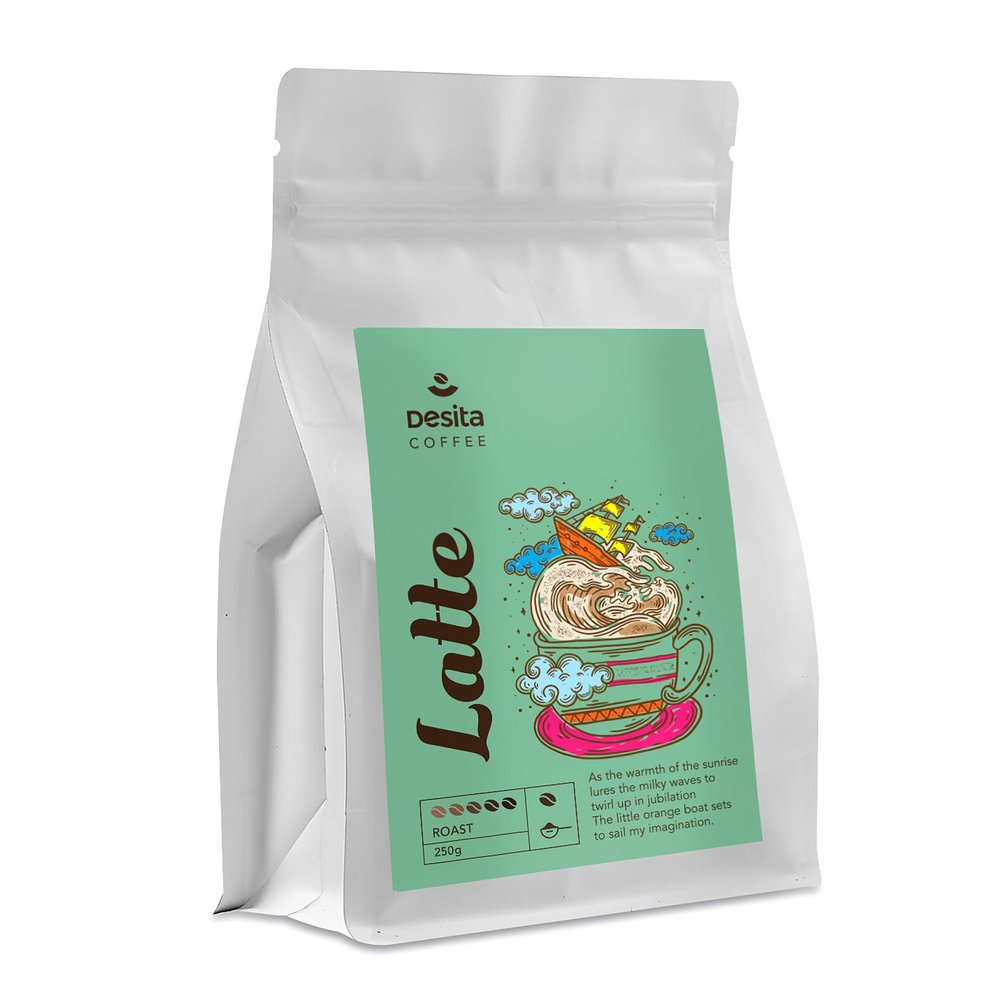 Desita Latte Ground Coffee Beans 250g |MediumDark Roast | Single origin 100% Arabica Beans
