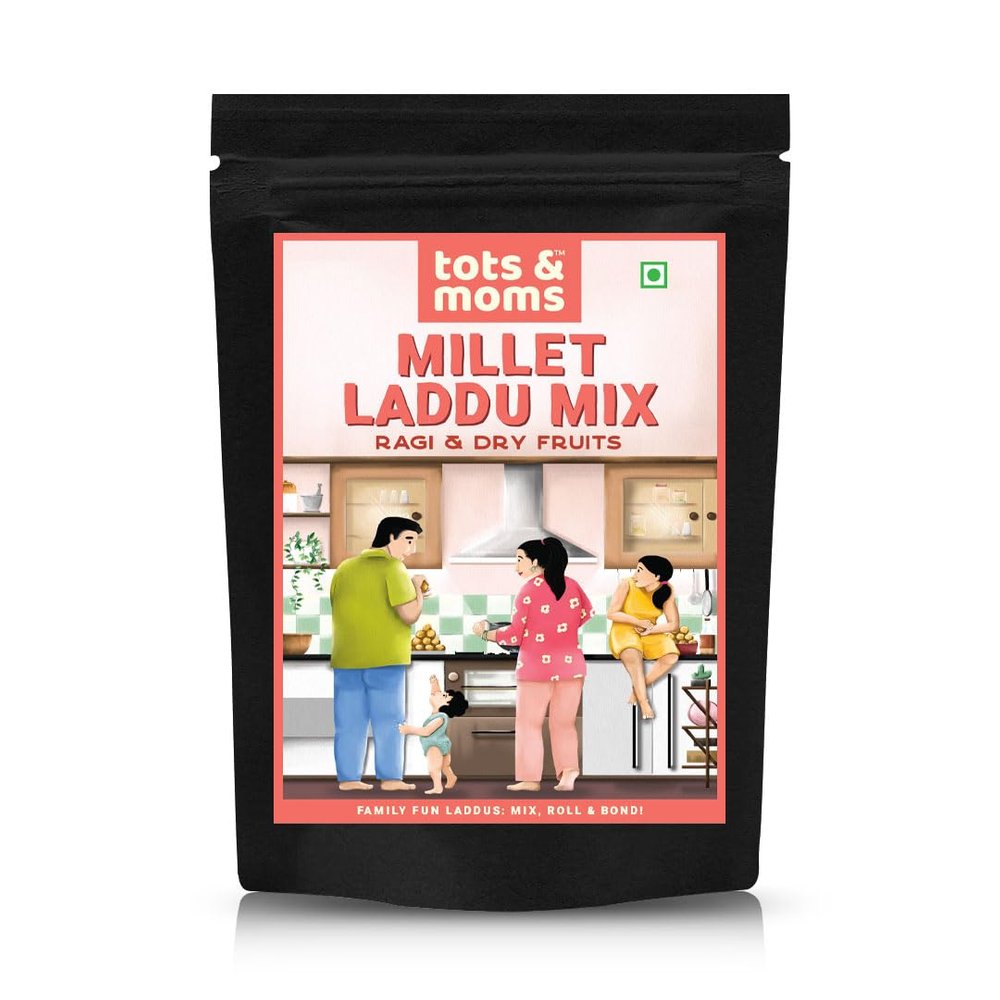 Tots & Moms Foods | Ragi & Dry Fruits Laddu Mix | Guilt Free Treats - 250g