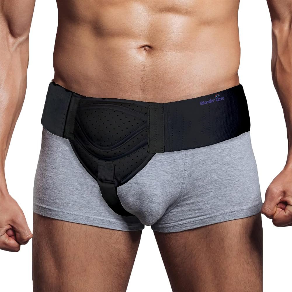 WC Hernia belt for men inguinal support belt Pain Relief With Removable Compression Pads Groin truss Flexible Adjustable Groin Straps Left or Right inguinal Hernia Truss Brace-S/M