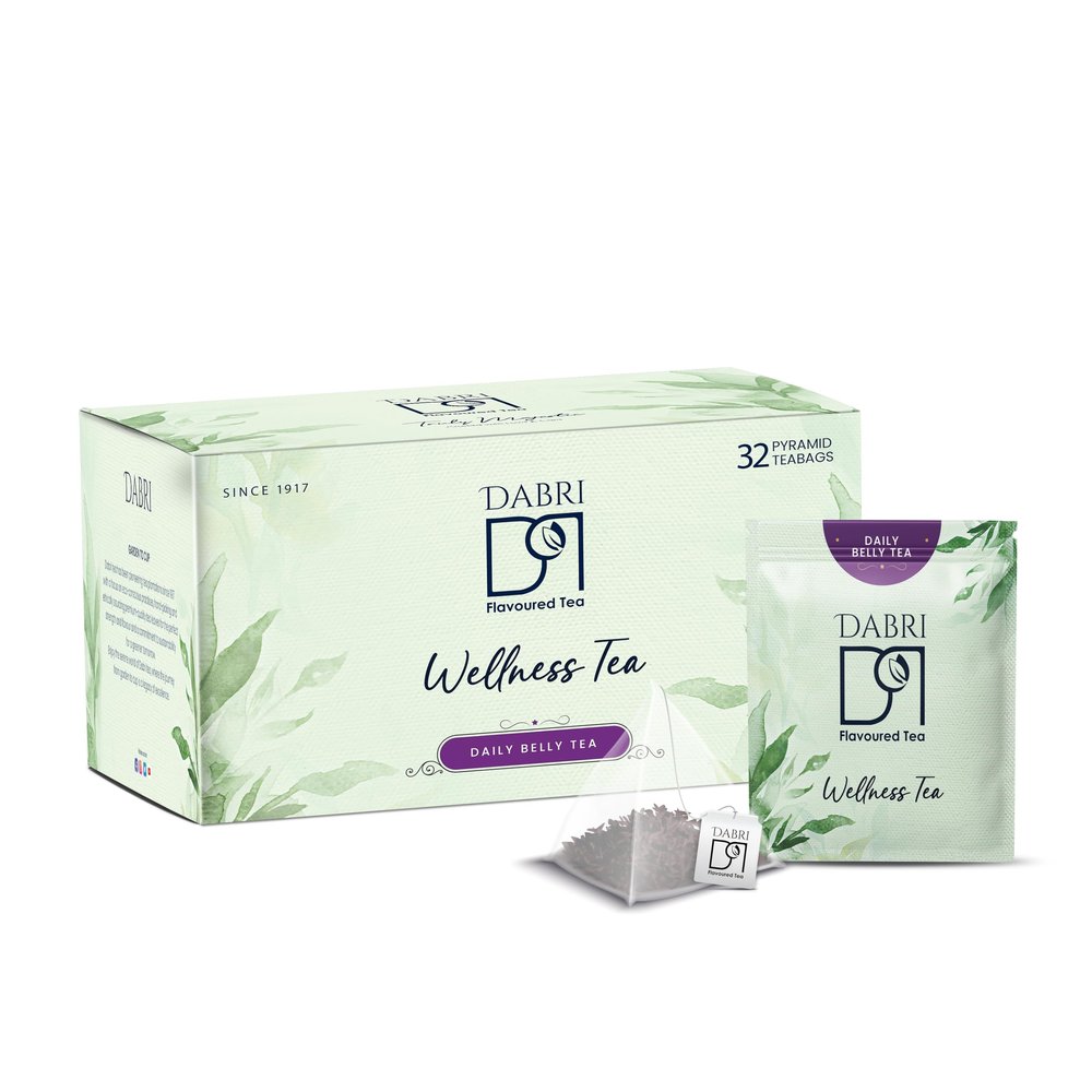 Dabri Daily Belly Wellness Tea 32 Pyramid Dip Tea Bags |Herbal Blend for Digestion |Pure Natural Taste |Detox Tea for Bloating, Constipation, Acidity & Gas Relief |Supports Gut Health & Comfort Daily