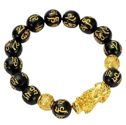 7VENS Pixue Black obsidian braclet, Semi Precious Stone Bracelet lovingly hand-tied knots with elastic thread For Will Power, Certified Bracelet For Every Day Wear Beed size- 8mm (unisex)